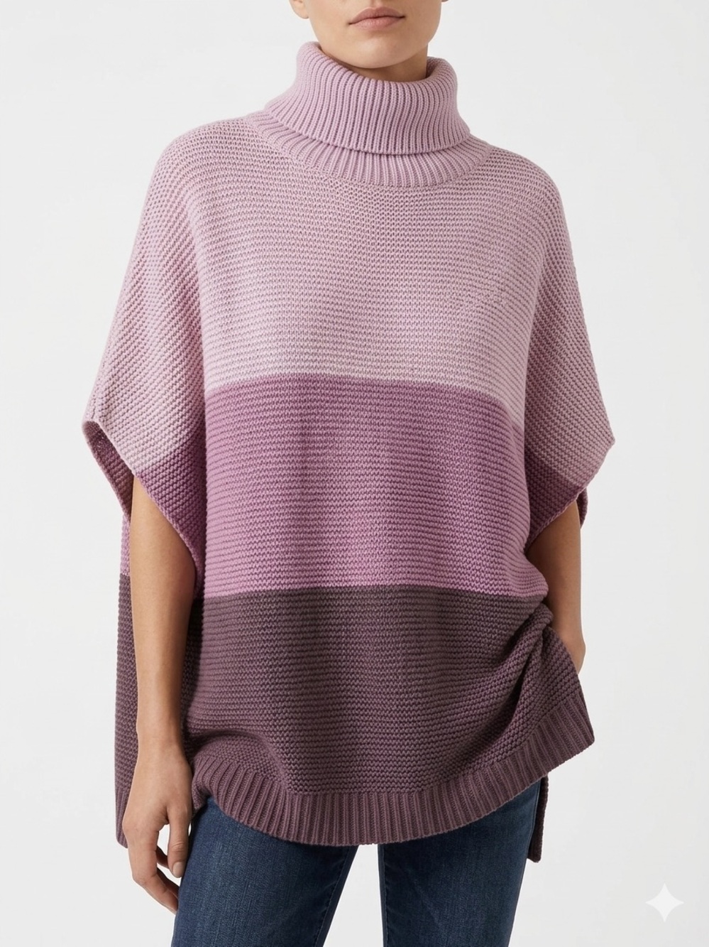 LOFT Outlet Colorblock Turtleneck Poncho Sweater M/L NWT Elevated Casual Boho